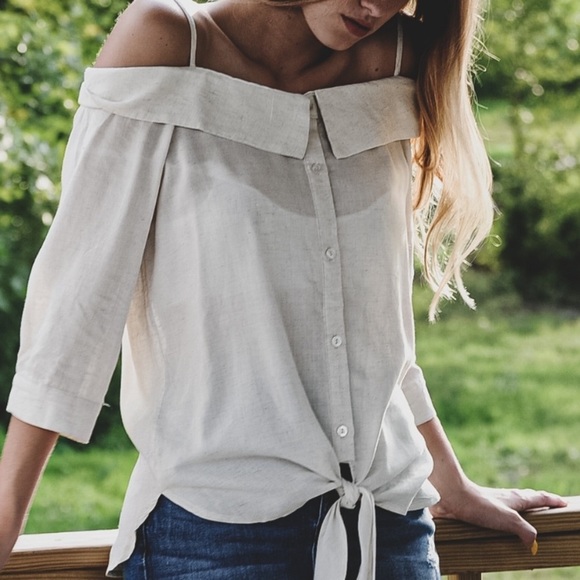 Tops - Tie front off-shoulder top